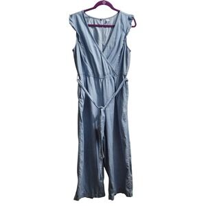 Old Navy Denim Chambray Ruffle Sleeve Wide Leg Jumpsuit Women's‎ Size L